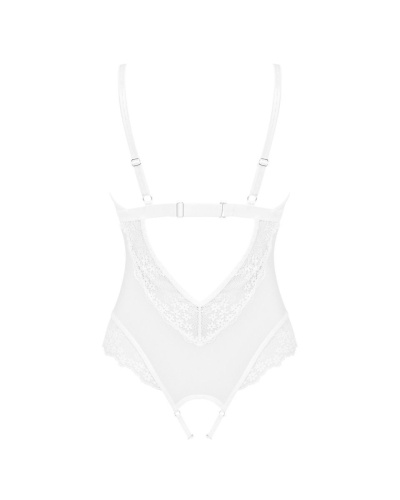 Obsessive Heavenlly crotchless teddy - еротичне тедді з відкритою промежиною, XL/2XL (білий) - купити в Києві, Україні